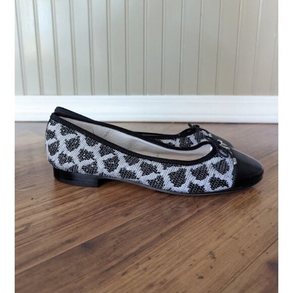 Sam Edelman Sara Black Leather Sequence Leopard Print Captoe Flat Shoes Women's - Picture 3 of 9